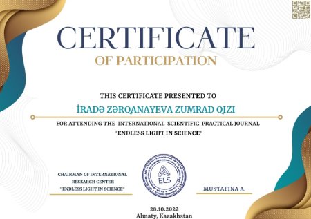 Dosent İradə Zərqanayeva sertifikatla təltif edilib