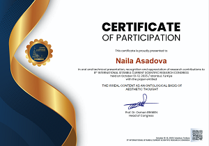 Fəlsəfə üzrə fəlsəfə doktoru  Nailə Əsədova Beynəlxalq  Konqresdə iştirak etmişdir