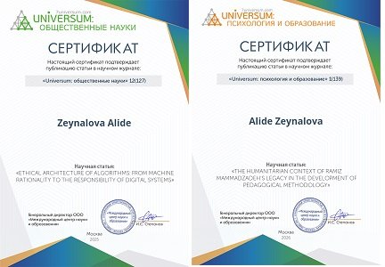 Fəlsəfə və Sosiologiya İnstitutunun elmi işçisi Alidə Zeynalova sertifikatlarla təltif olunub